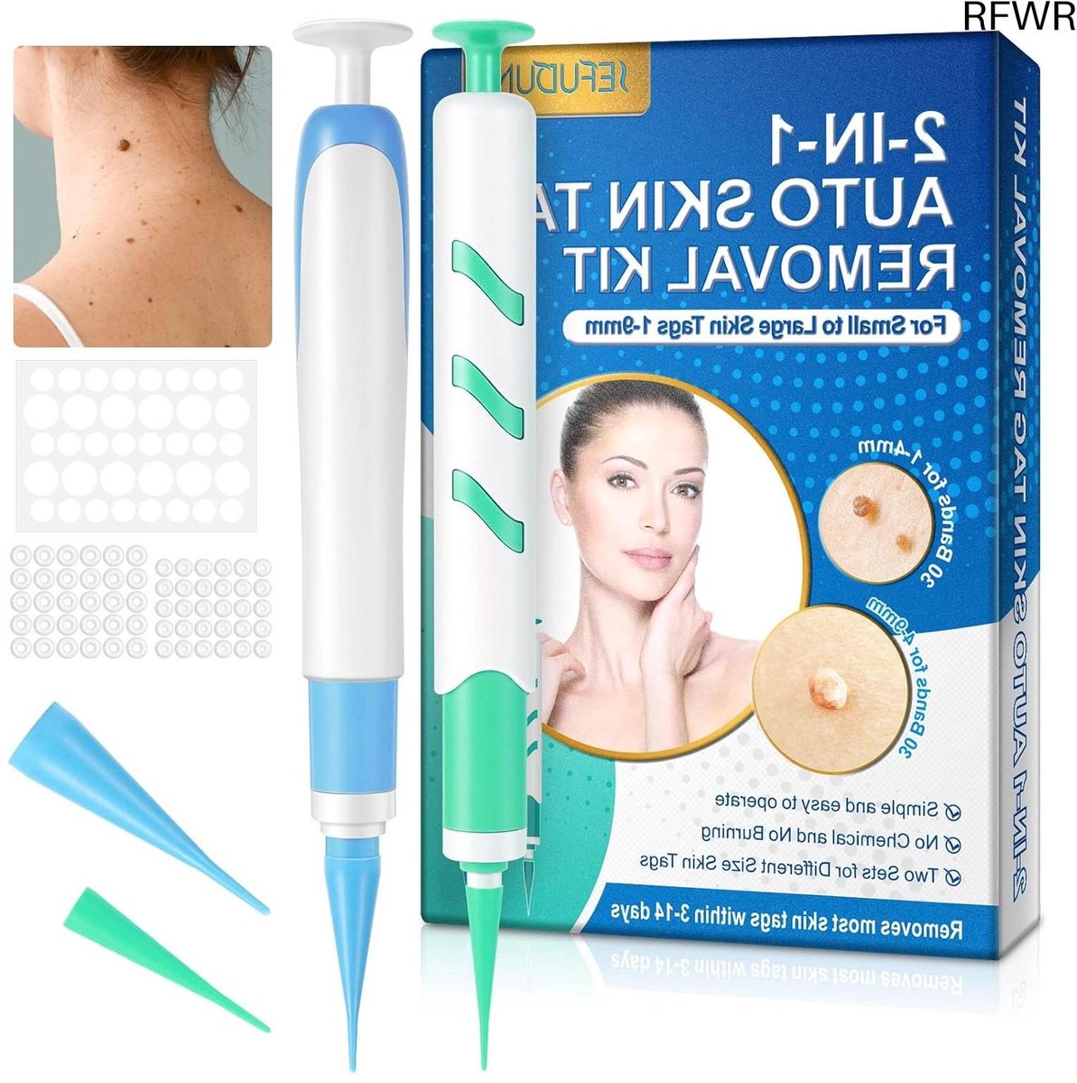  ® Pijnloze Skin Tag Verwijder Kit - 2-in-1 voor 1-9 mm met 60 Elastiekjes