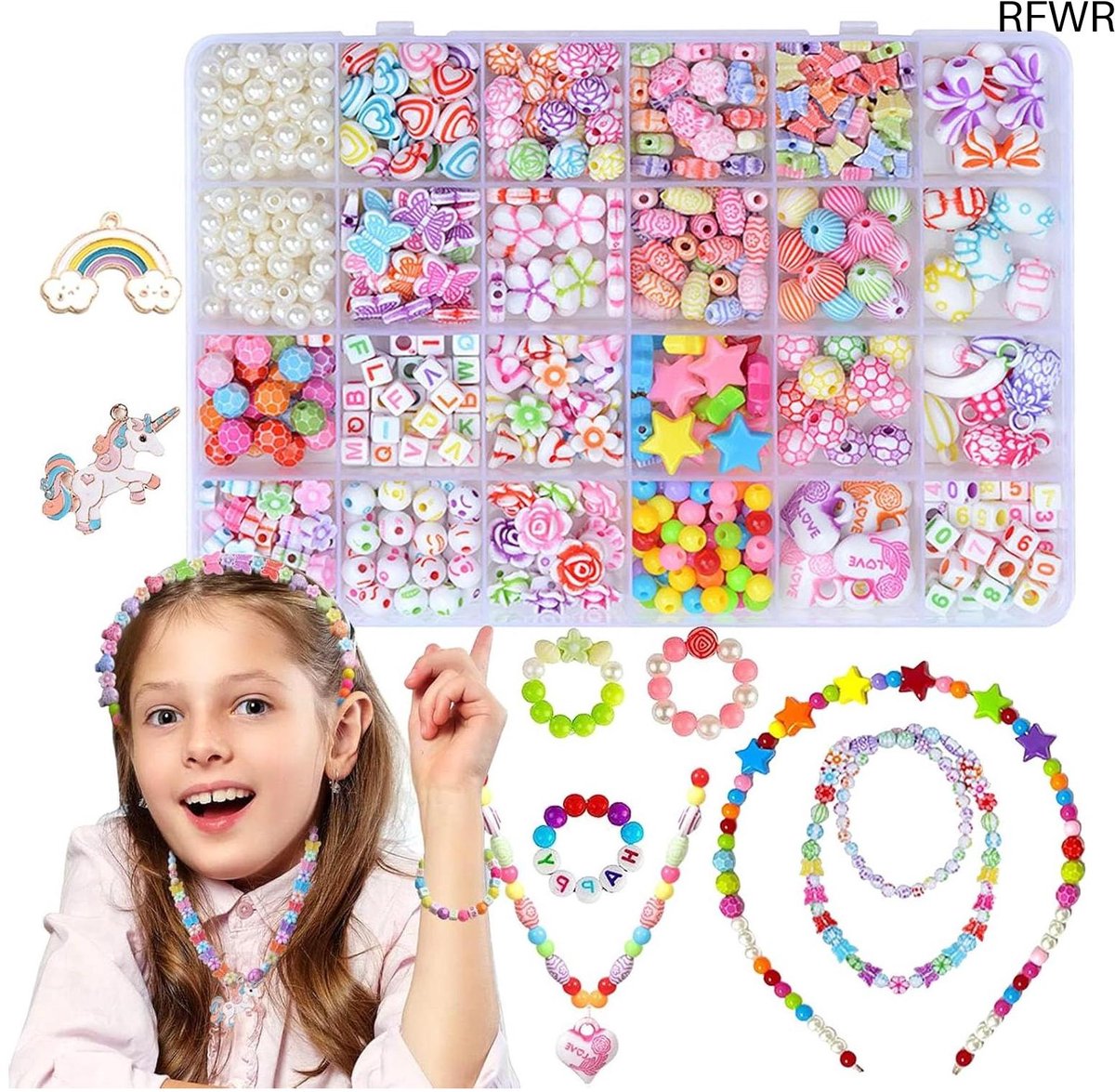  ® Sieradenkralenset voor Kinderen - Kralen voor Armbanden en Creatief Speelgoed voor Meisjes van 5 tot 12 Jaar