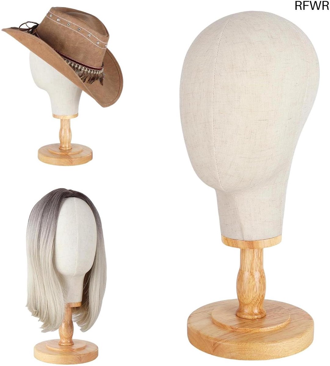  ® Stabiele Pruikenkop 54 cm - Mannequin Hoofd voor Hoeden, Mutsen en Haaraccessoires