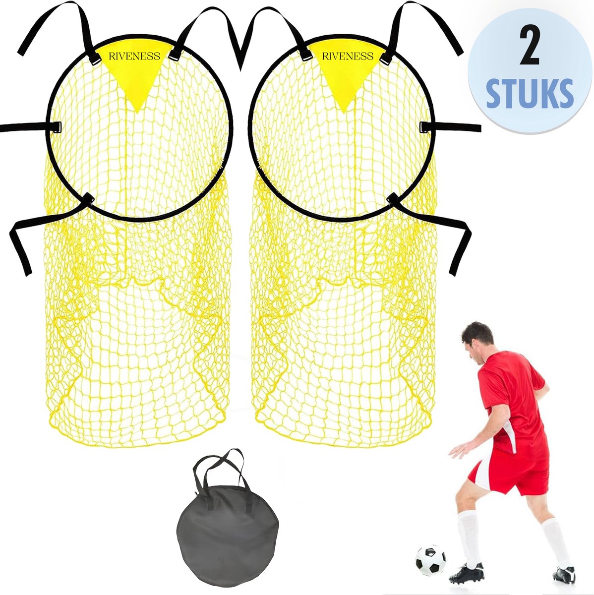 Kruising Target met ballennet - 2 stuks - Voetbal Trainingsmateriaal - Voetbal Training - Voetbal Spullen - Incl. Draagtas -  