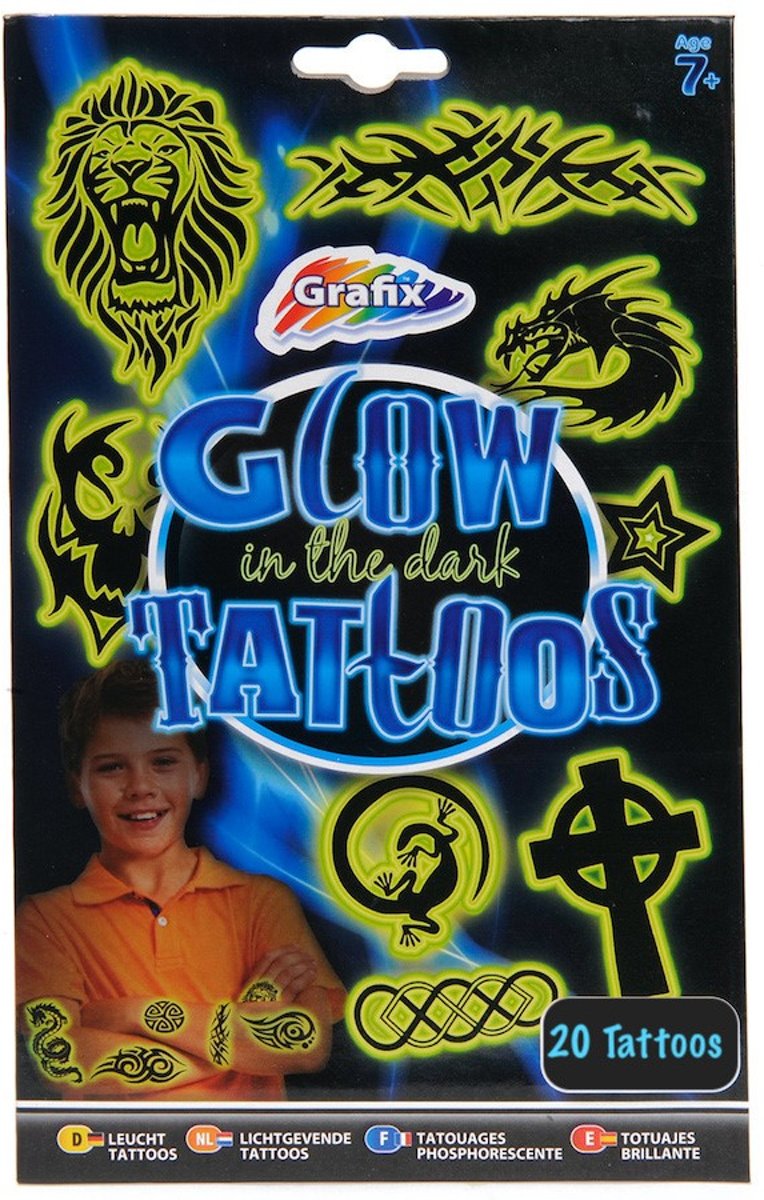 Plaktattoos Glow in the Dark voor Kinderen - Jongens Tattoos