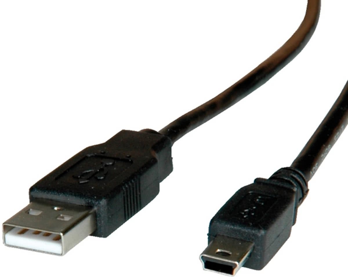 ROLINE USB 2.0 Kabel, type A - 5-Pin Mini, zwart 0,8m