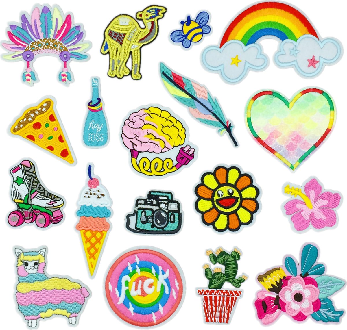 Rainbecom - 18 delige set - Patches - Strijk Embleem - stof & strijk applicatie