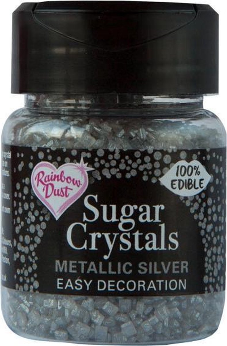 Rainbow Dust Eetbare Sparkling Suikerkristallen - Metallic Zilver - 50g