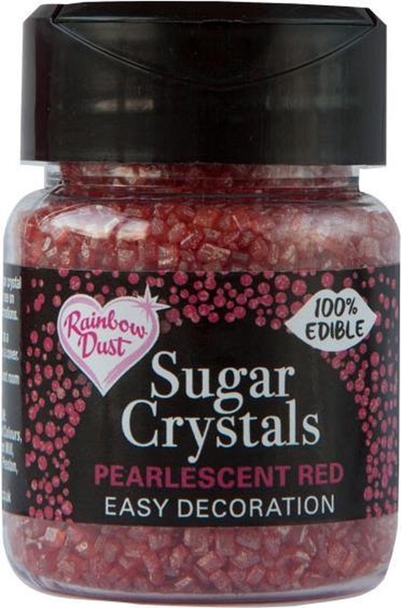 Rainbow Dust Eetbare Sparkling Suikerkristallen - Parelmoer Rood - 50g