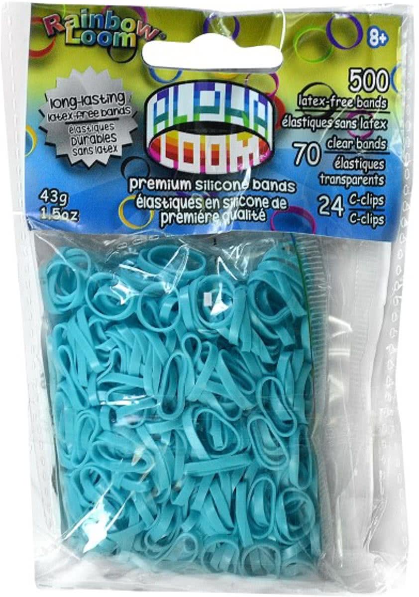   Alpha bandjes Turquoise (500 Turquoise + 70 transparant) & 24 C-Clips)