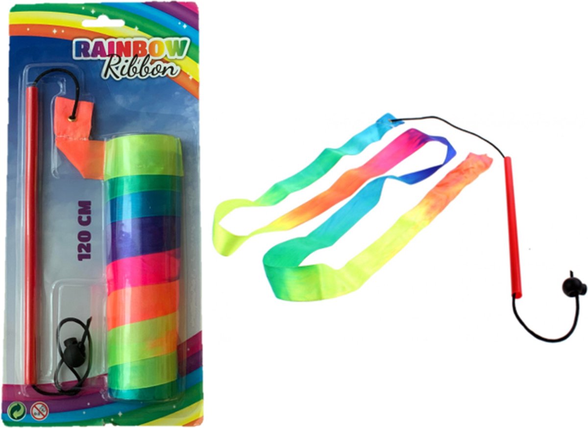 Rainbow Ribbon 120 Cm - Regenboog - Dansen - Kinderen - 120cm - Multikleuren - Regenboog - Rainbow.