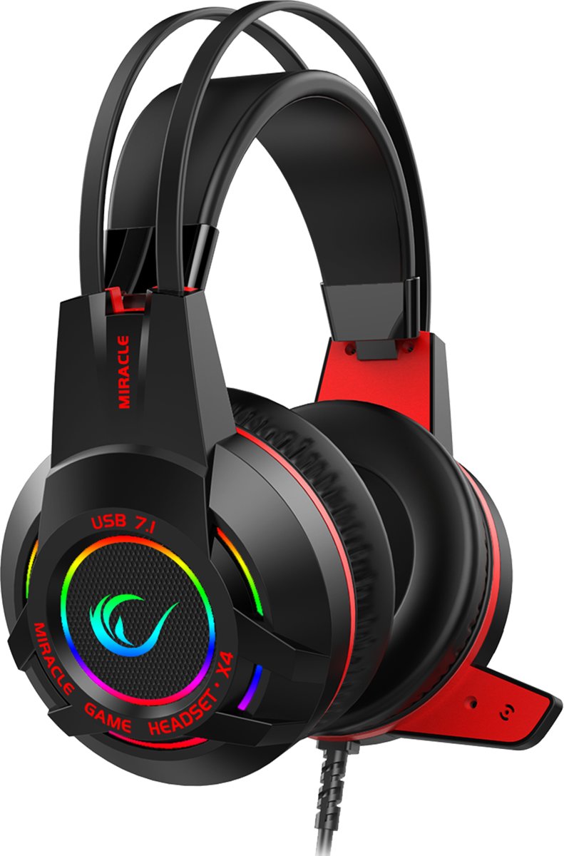 Rampage Miracle-X4 RGB LED 7.1 - Surround sound systeem headset met microfoon - Zwart