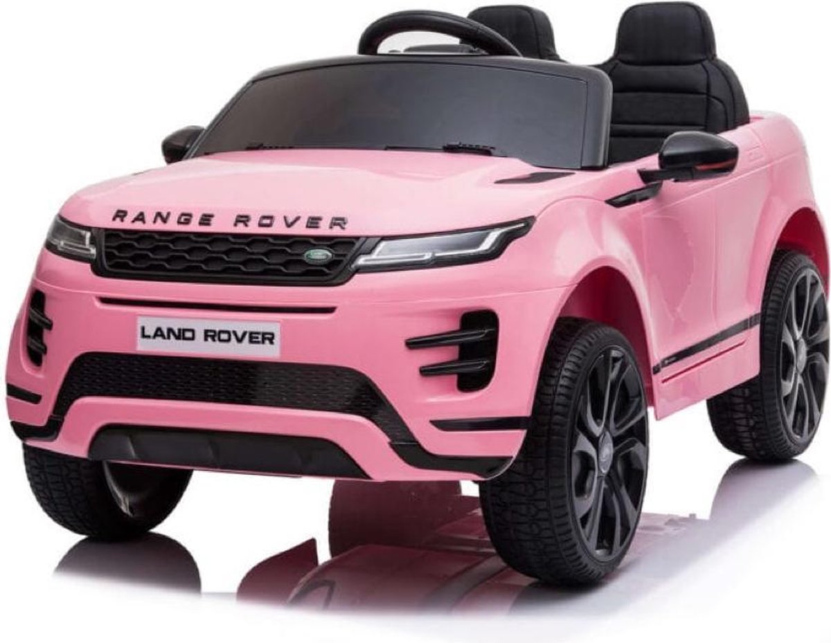 Range Rover Evoque 12V Elektrische Kinderauto Accu Auto voor kinderen met Rubberen banden, Leren Zitje, Bluetooth en Afstandsbediening (Roze)