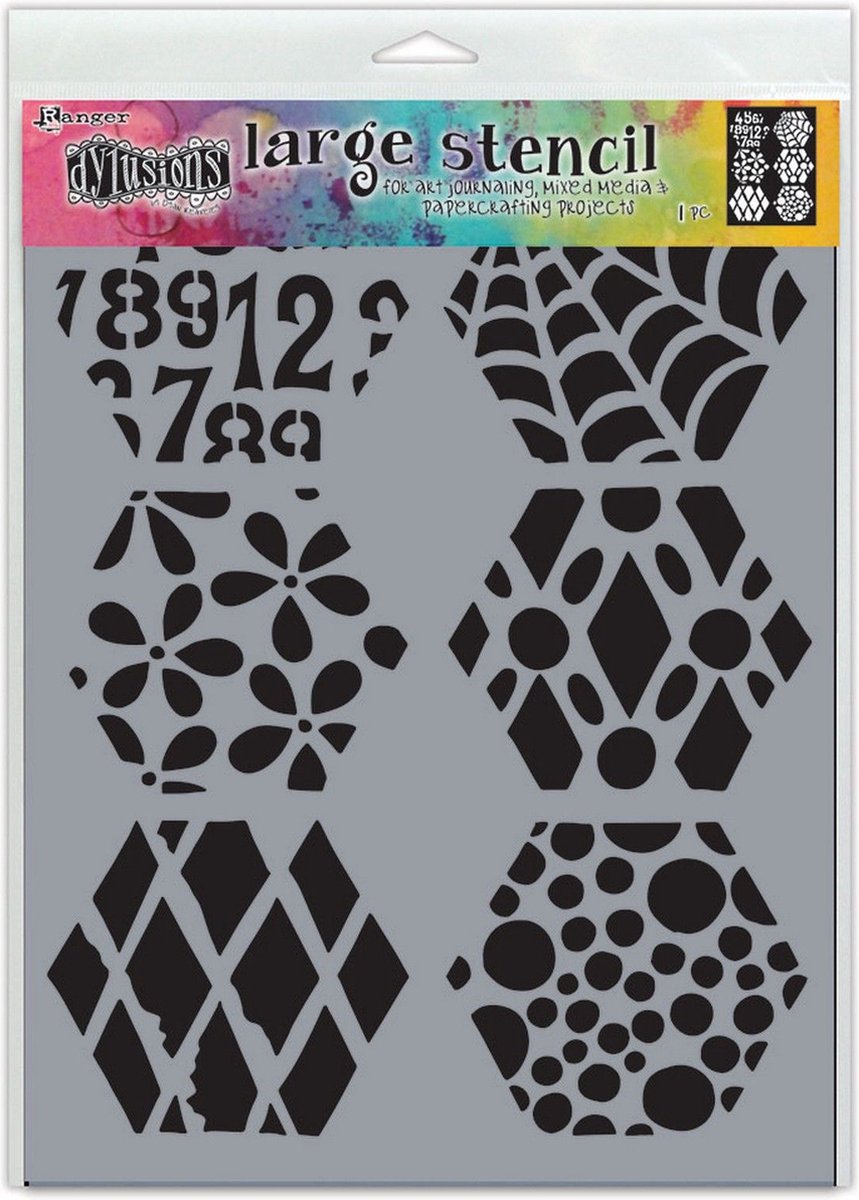 Dina Wakley Media Mask stencil - Groot - Quilt n meer - 1 stuk