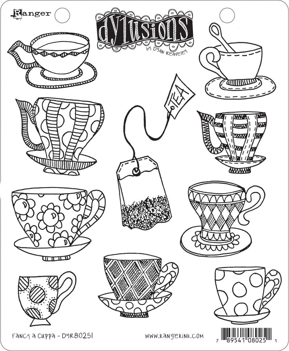 Ranger Dylusions Cling Stamp Fancy a Cuppa 10pieces