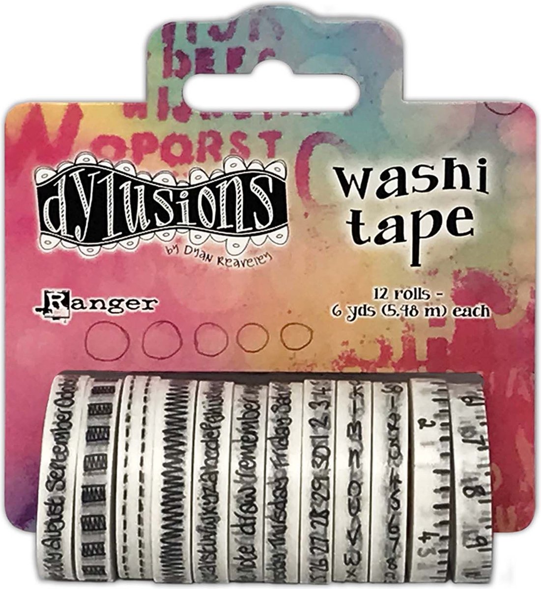 Ranger Dylusions Washi Tape set - White - 3,5cm x 5,5m - 12stuks