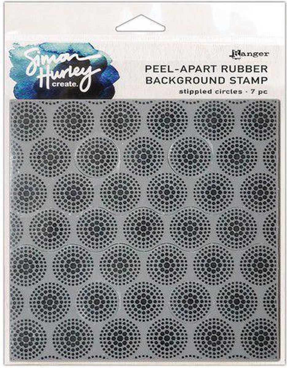 Ranger SH Cling Rubber Background Stamp 6x6 Stippled Circles HUR78777 Simon Hurley