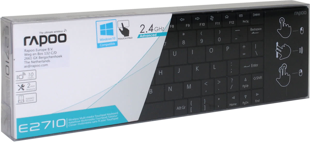 Rapoo E2710 UltraSlim - Draadloos Toetsenbord / Qwerty