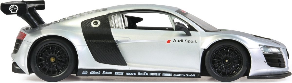 Audi R8 LMS (Zilver) (23 cm) 1/24 Rastar + Hot Wheels Miniatuurauto + 3 Unieke Auto Stickers! - Model auto - Schaalmodel - Modelauto - Miniatuur autos - Speelgoed voor kinderen