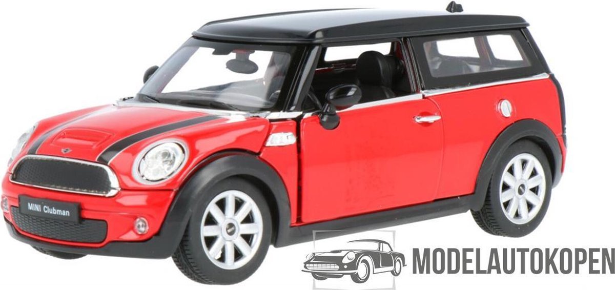 Mini Cooper Clubman (Rood/Zwart) 1/24 Rastar - Modelauto - Schaalmodel - Model auto - Miniatuurautos - Miniatuur auto