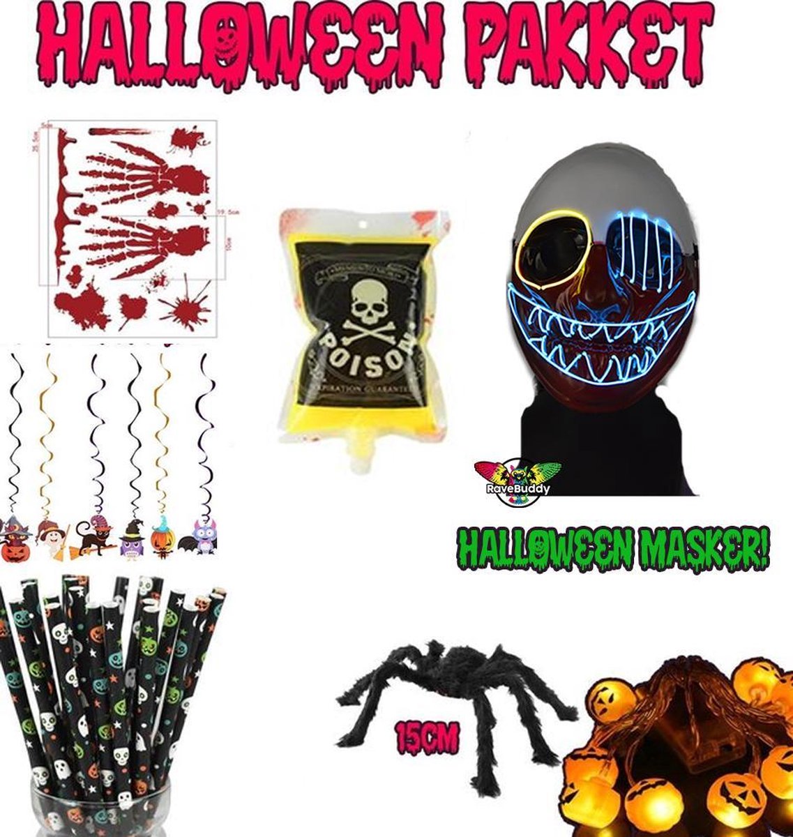 Halloween party pakket met LED verlichten halloween masker