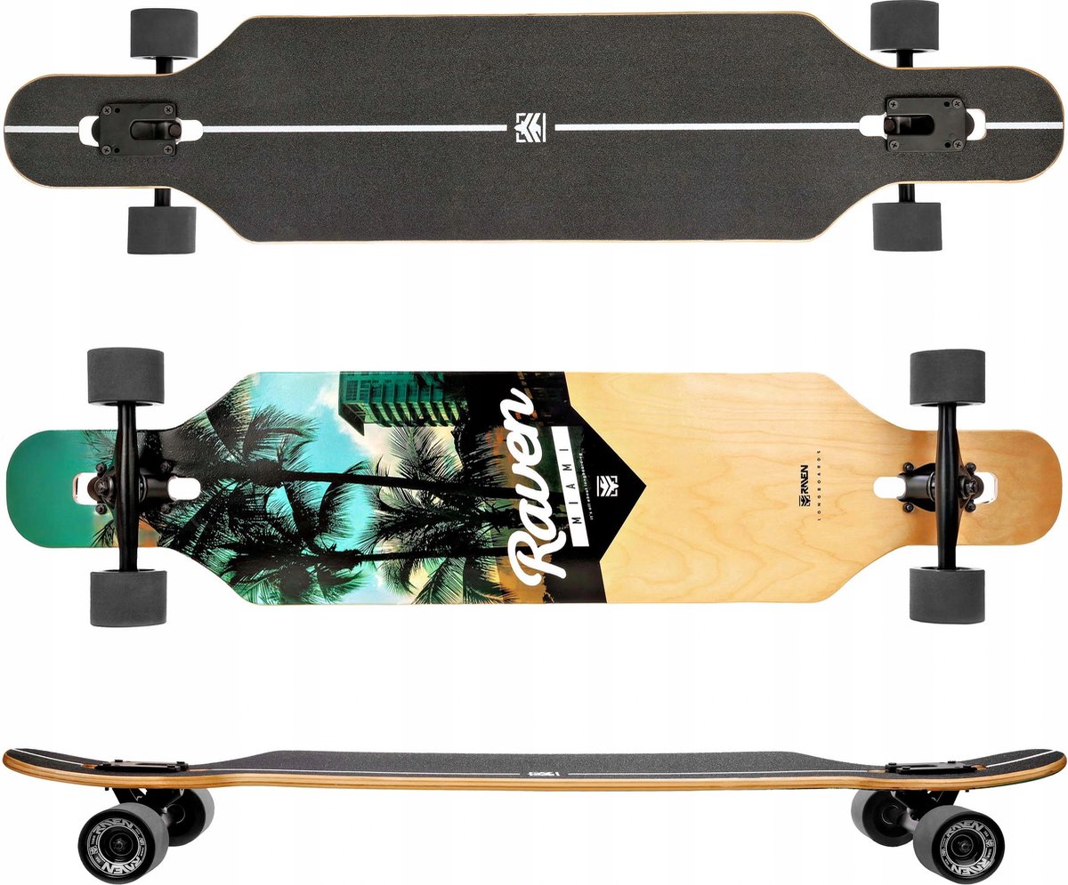 Swinn - Raven Longboard - Longboards - Longboard Cruiser - Longboard Trucks - Jongens - Meisje - Volwassenen - Kinderen - Blauw/Zwart