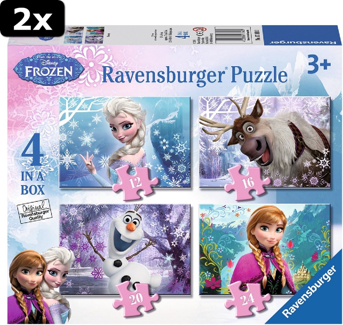 2x Disney Frozen Vier puzzels (12+16+20+24 st.)