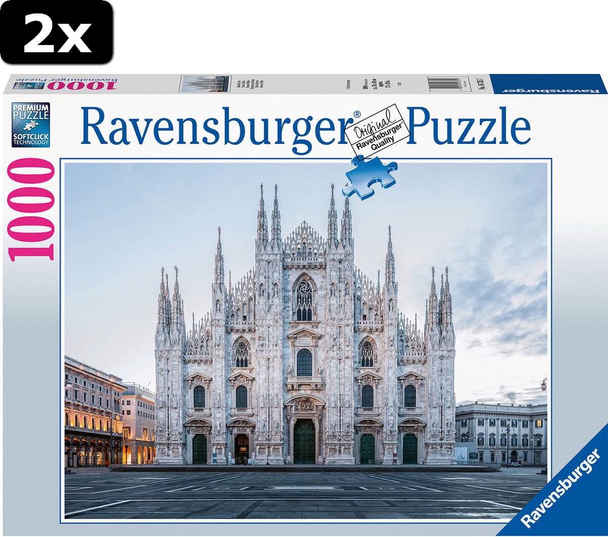 2x Puzzel 1000 stukjes Dom van Milaan