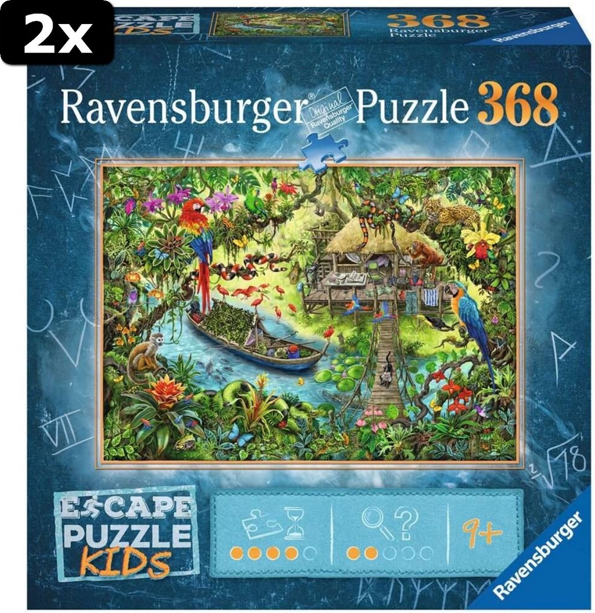 2x Ravensburger Puzzel Escape Kids Jungle 368 Stukjes