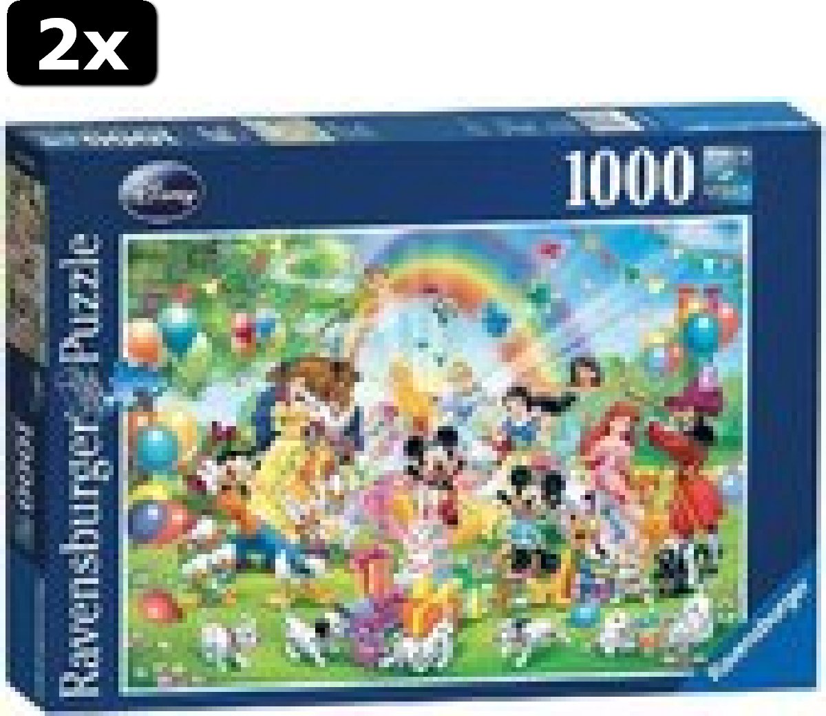 2x Ravensburger puzzel Disney Mickey Mouse. Mickey is jarig - Legpuzzel - 1000 stukjes