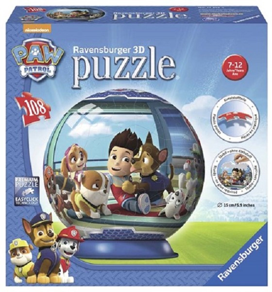 3D Paw Patrol Puzzel rond 108 Stukjes   116003