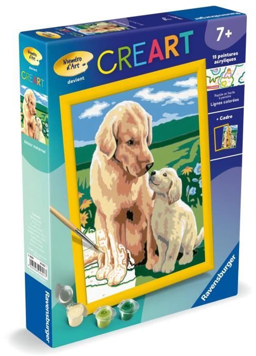 CreArt Kids 18x24cm Moederliefde, Schilderen op nummer Kit, Kunstnummer, Leeftijd 7+, 25827,  