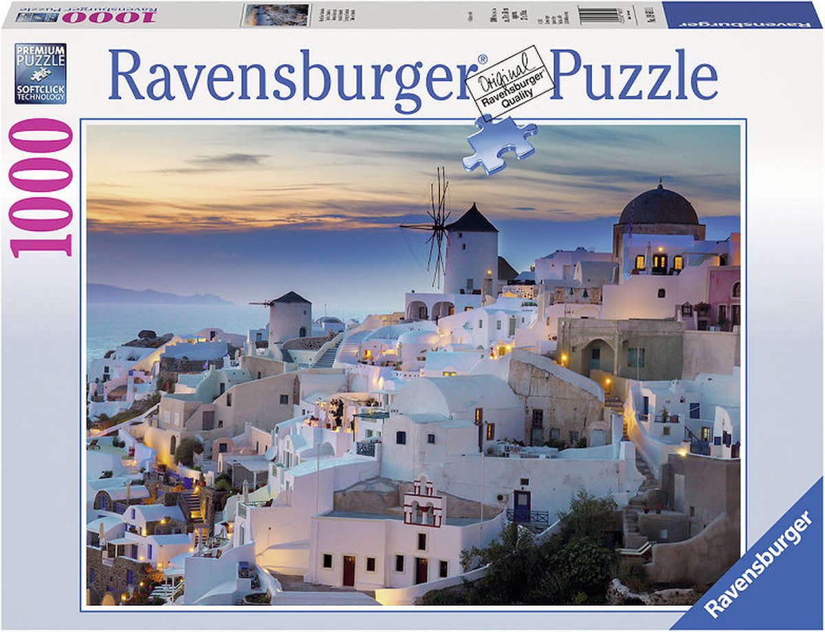 Puzzel 1000 stukjes Avond in Santorini