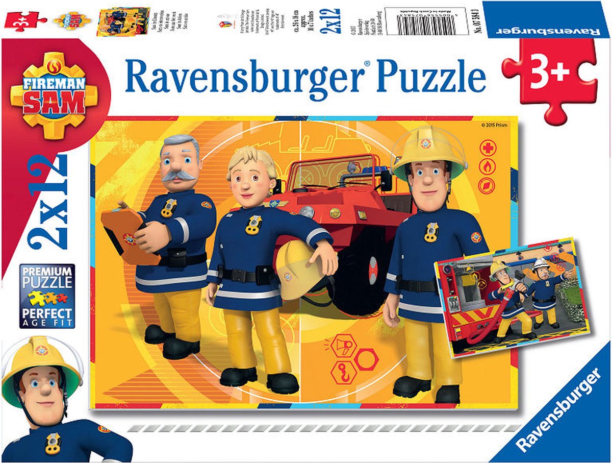 Puzzel 2x12 stukjes Brandweerman Sam aan het werk