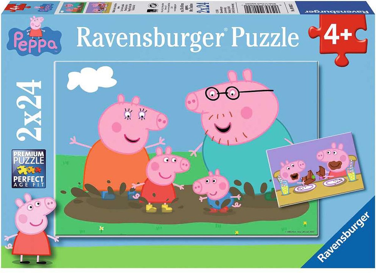 Puzzel 2x24 stukjes Peppa Gelukkige Familie