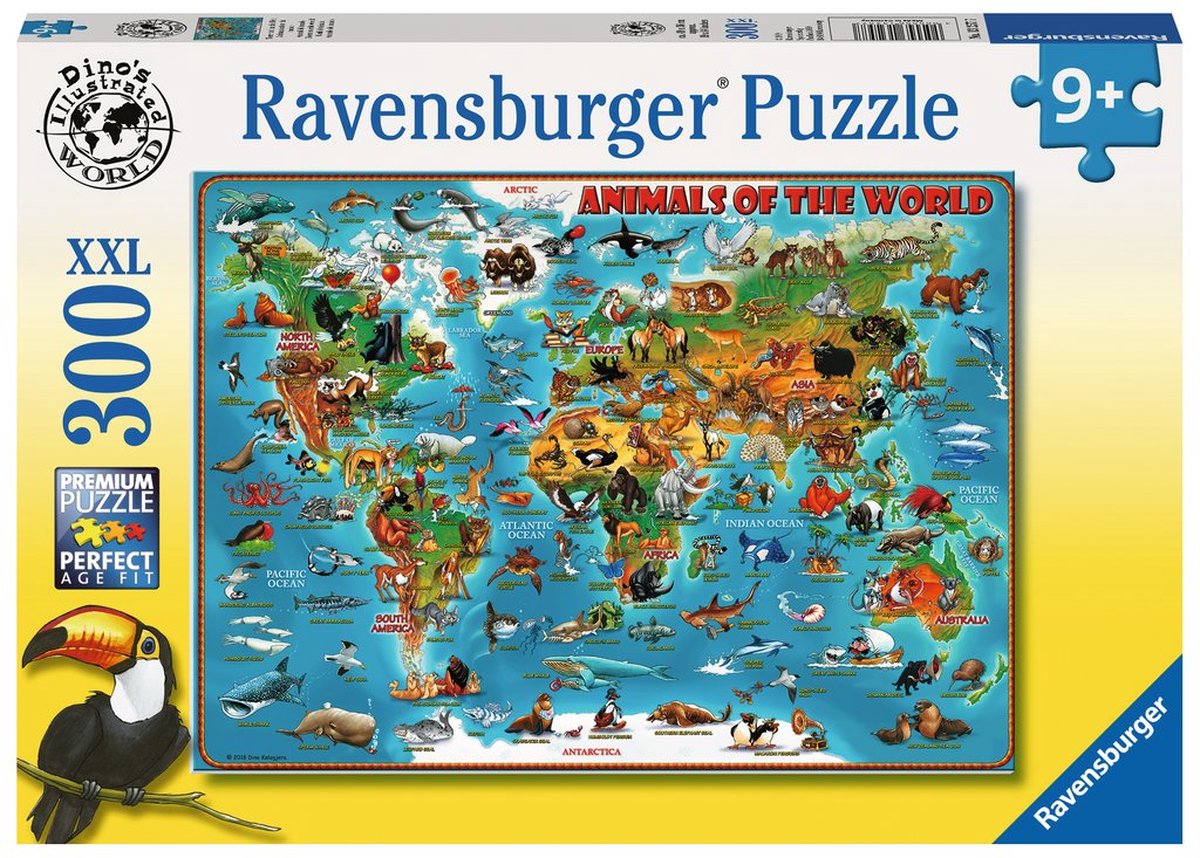 Puzzel 300 stukjes Dieren van de wereld