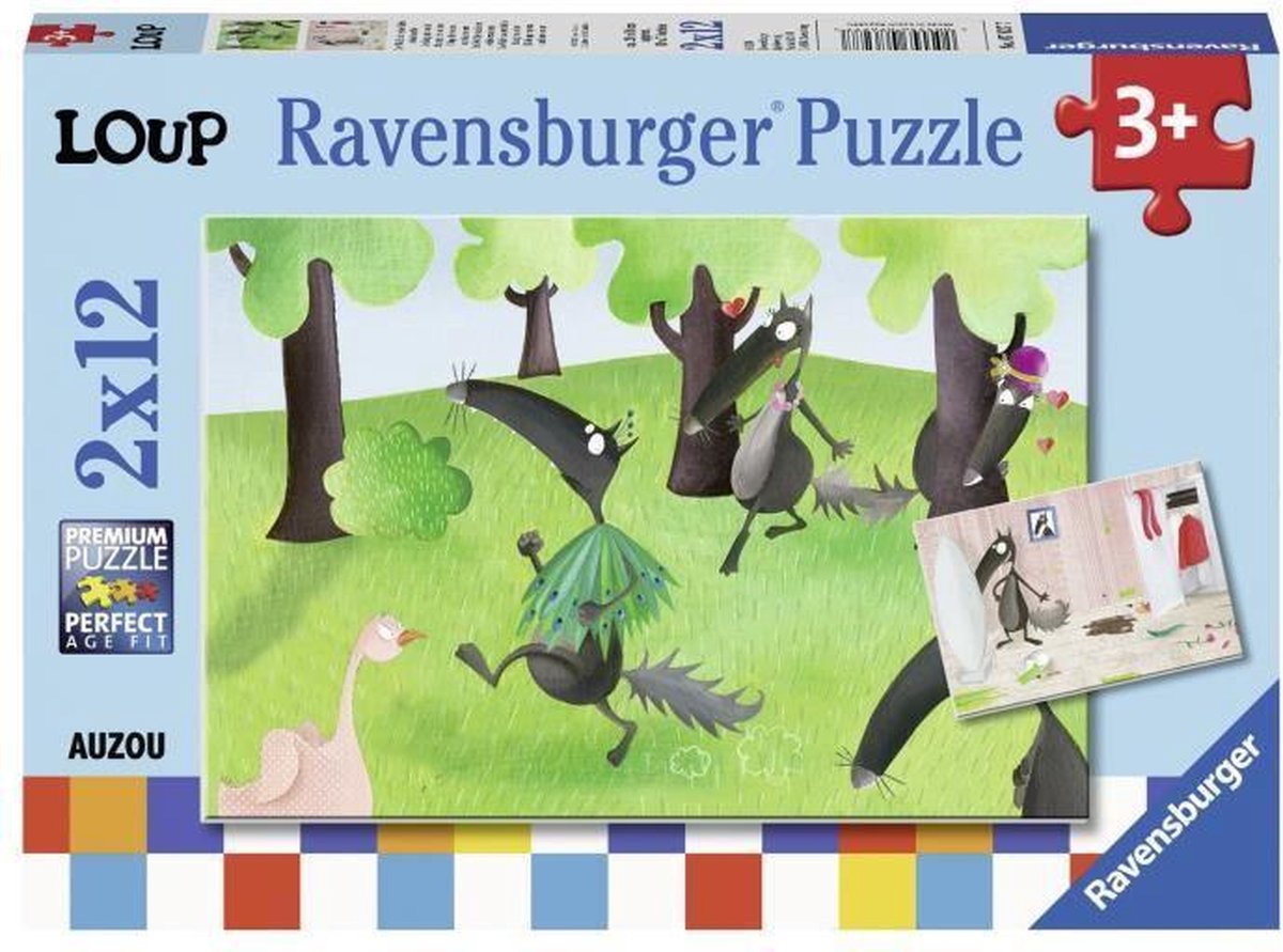 RAVENSBURGER Puzzel 2x12 p - De wolf die van kleur wilde veranderen