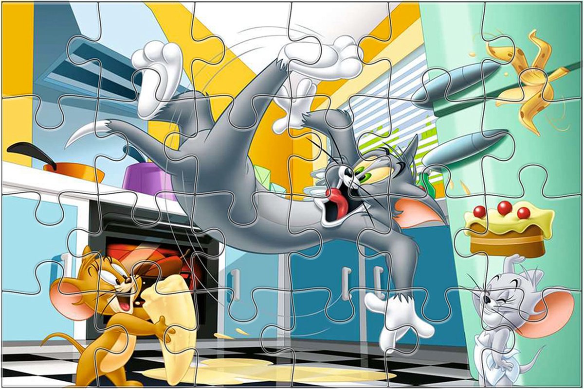  , 24-delige Tom en Jerry themapuzzel van Giant Floor Collèction, Veelkleurig
