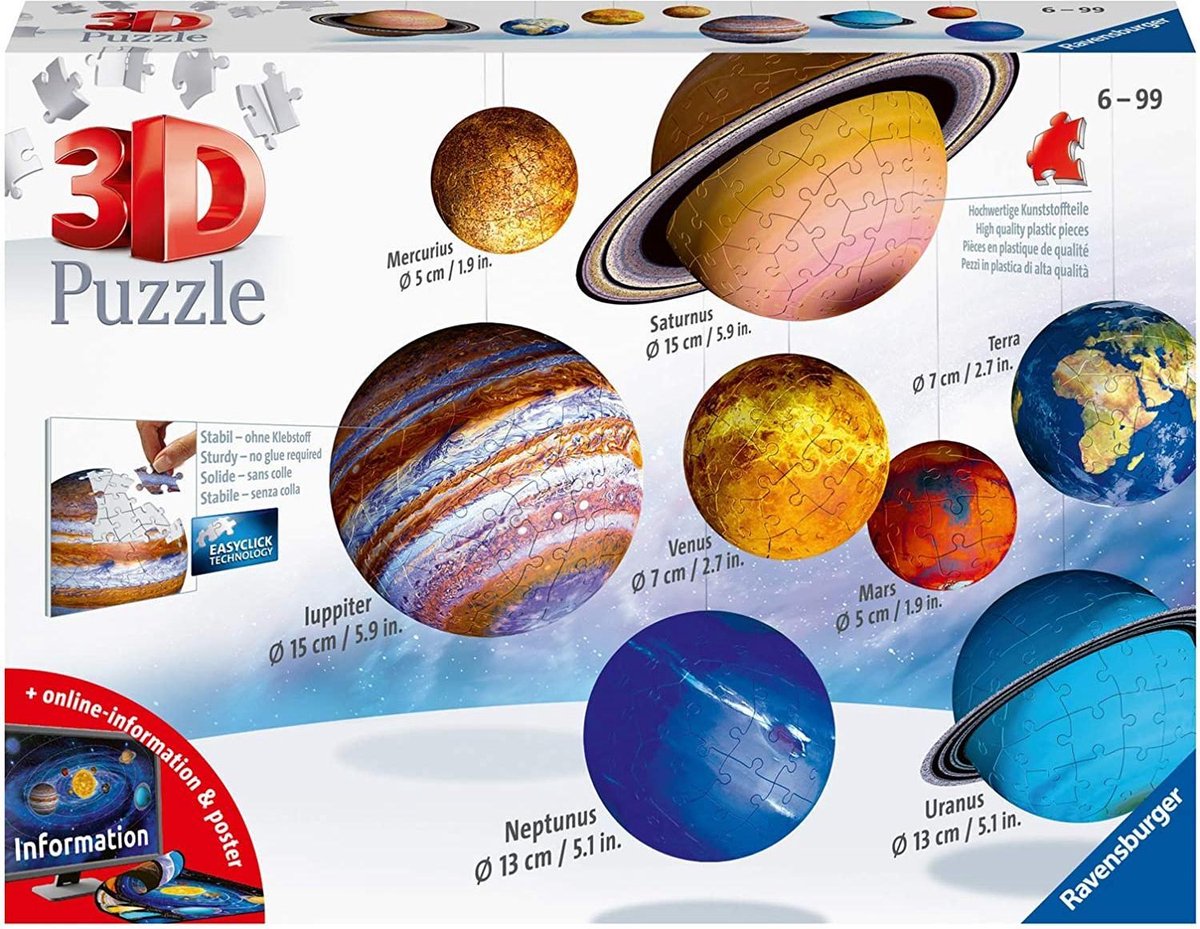 Ravensburger - 3D puzzel planetenstelsel - Modelbouw zonder lijmen