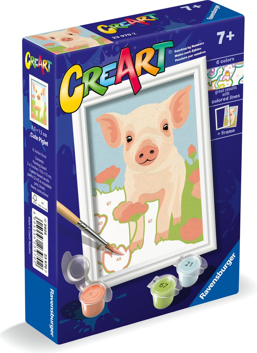   - CreArt Cute Piglet - Schilderen op Nummer voor kinderen