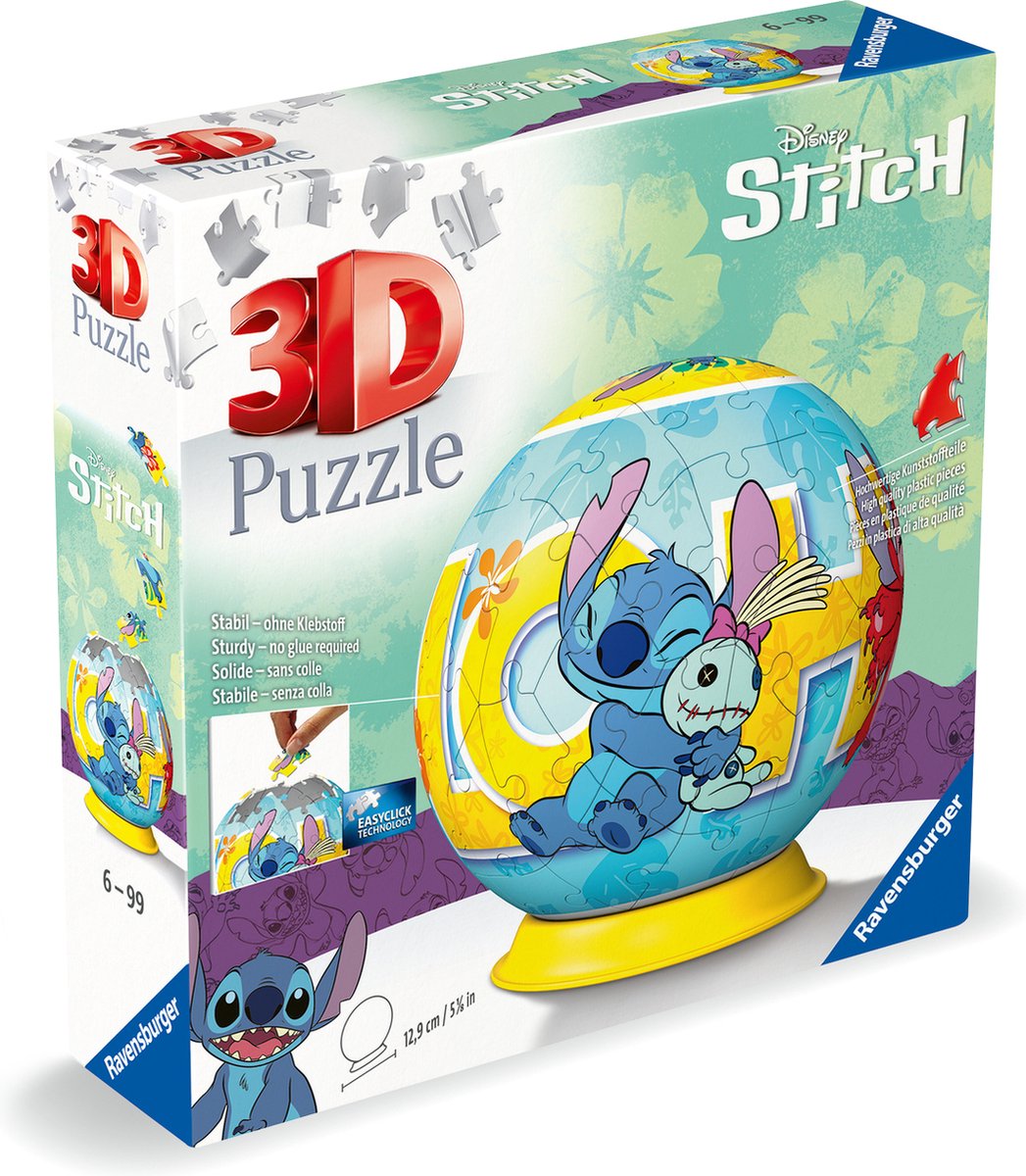   - Puzzle-Ball Disney Stitch - 3D Puzzelbal - 72 Stukjes