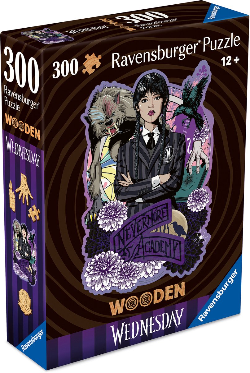   - Wednesday (Netflix Serie) - Painting on Wood - Houten Legpuzzel - 300 Stukjes