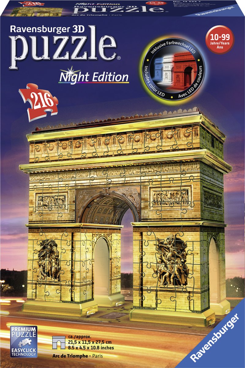   Arc de Triomphe Night Edition - 3D puzzel gebouw - 216 stukjes