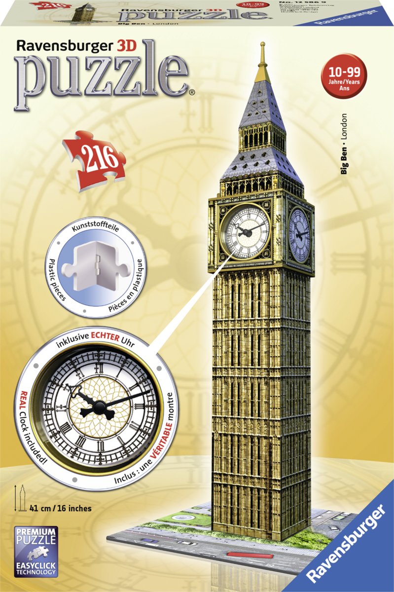   Big Ben met klok- 3D puzzel gebouw - 216 stukjes