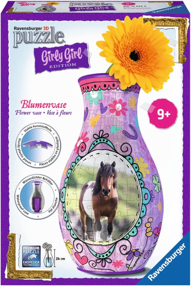 Ravensburger Bloemenvaas paarden- Girly Girl 3D puzzel - 216 stukjes