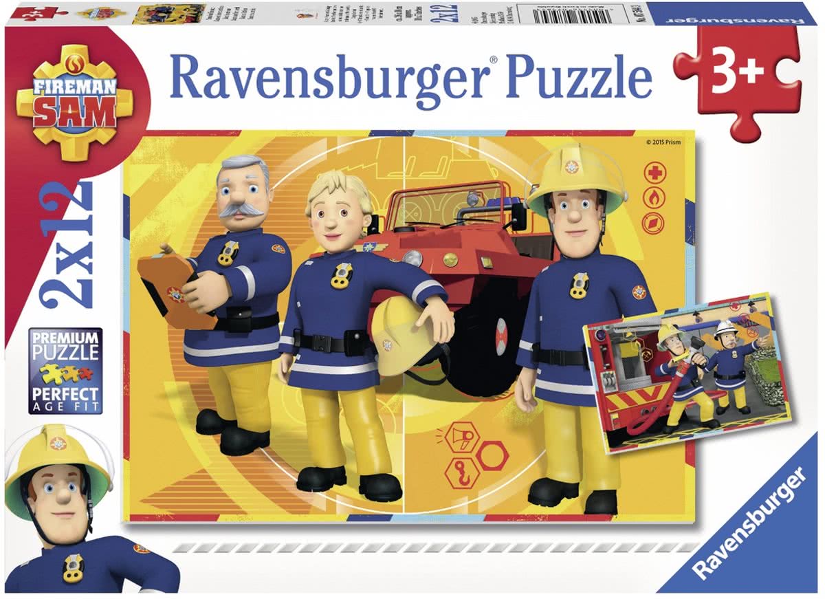   Brandweerman Sam aan het werk- Twee puzzels van 12 stukjes - kinderpuzzel