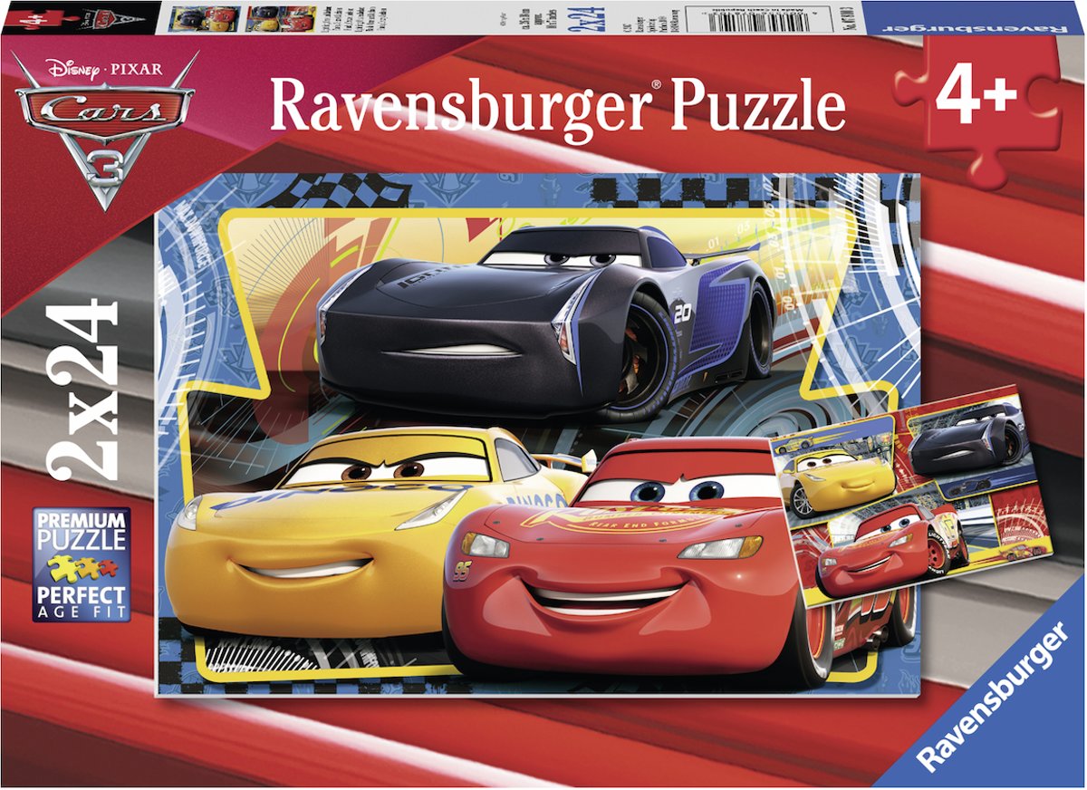   Cars 3 Lightning, Cruz en Jackson. Twee puzzels - 24 stukjes - kinderpuzzel