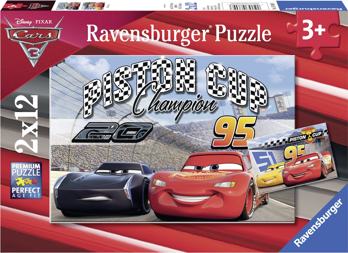   Cars 3. Twee puzzels - 12 stukjes - kinderpuzzel