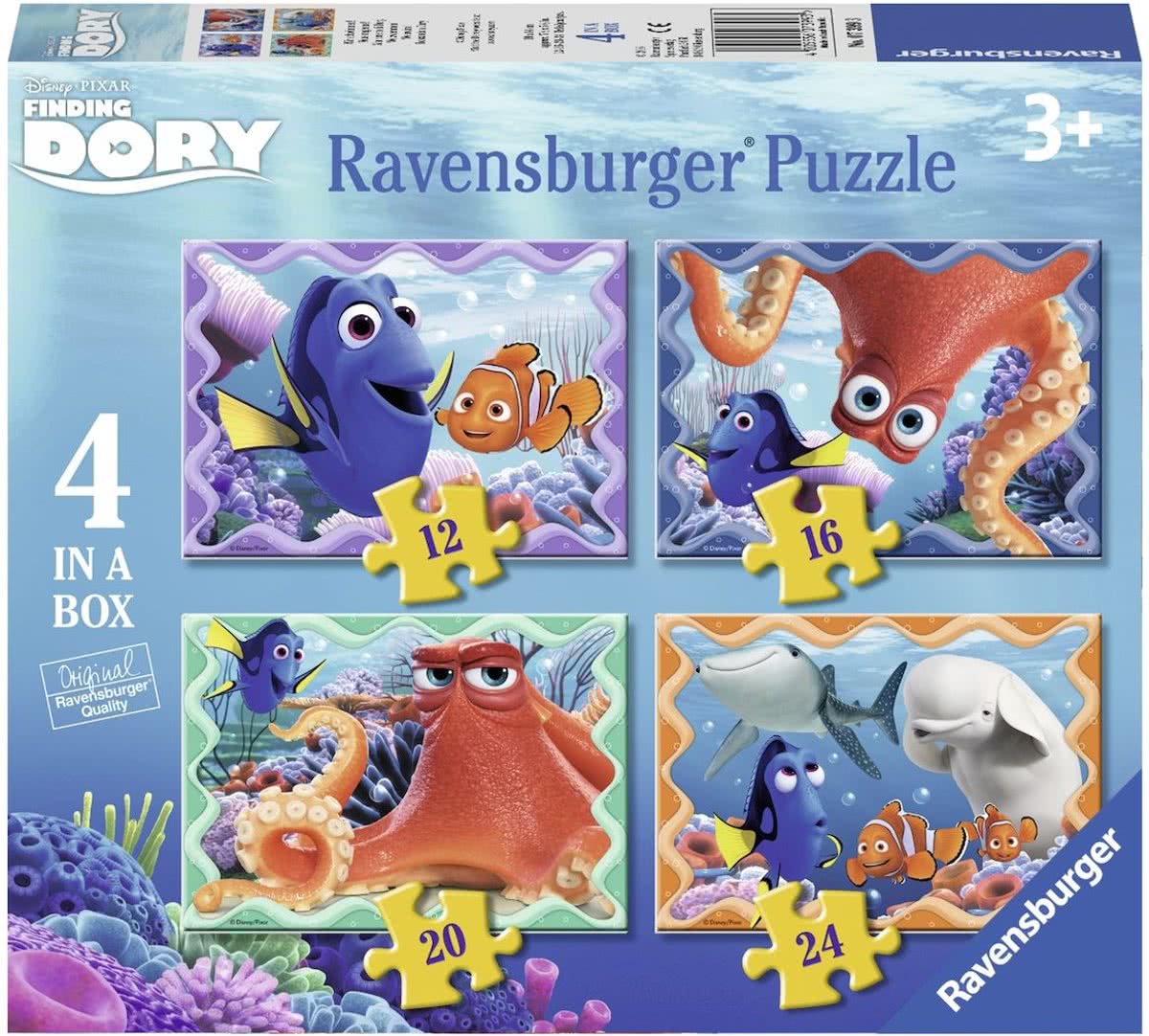   Disney Finding Dory. Vier puzzels -12+16+20+24 stukjes - kinderpuzzel