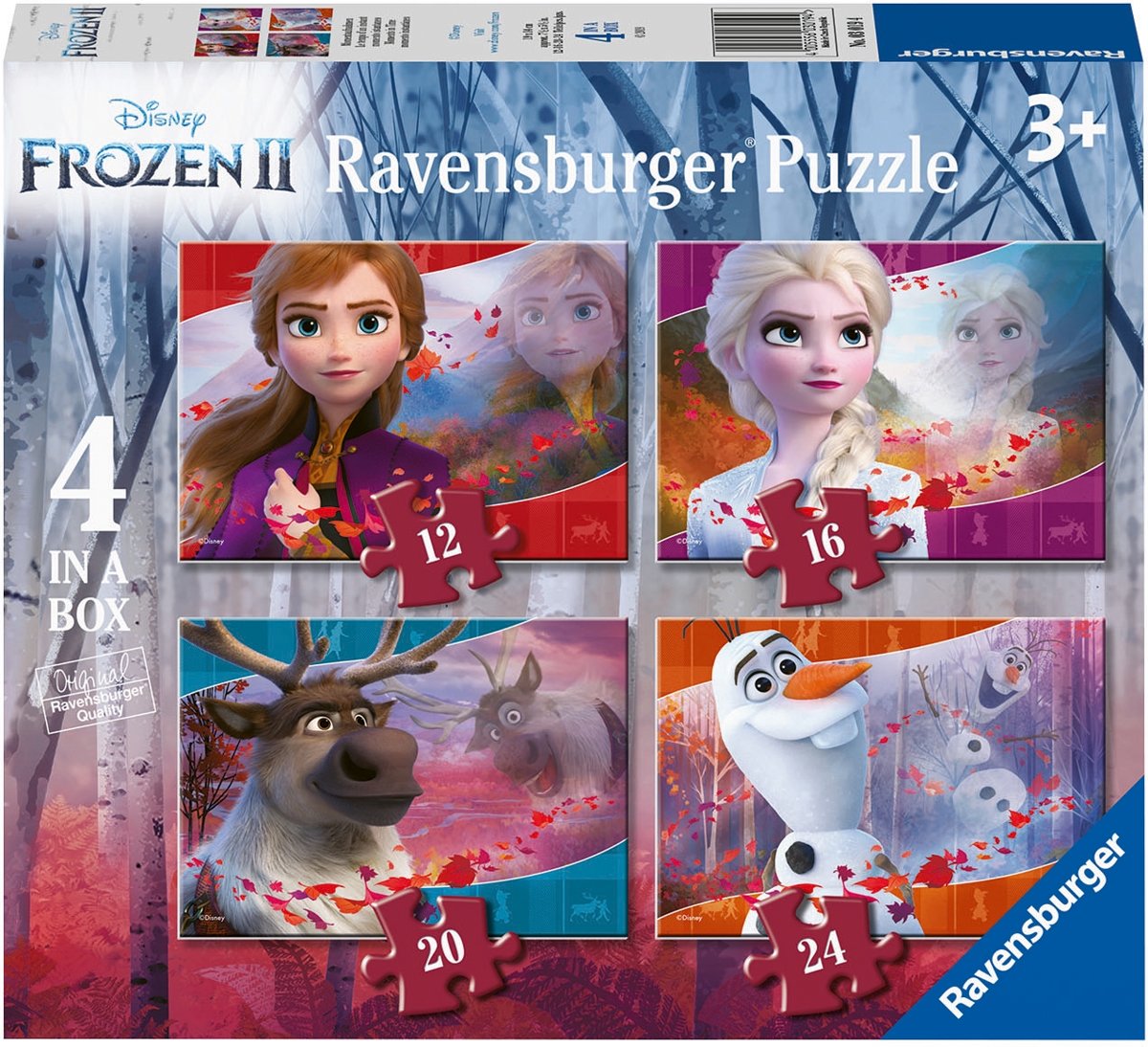   Disney Frozen 2 4in1box puzzel - 12+16+20+24 stukjes - kinderpuzzel