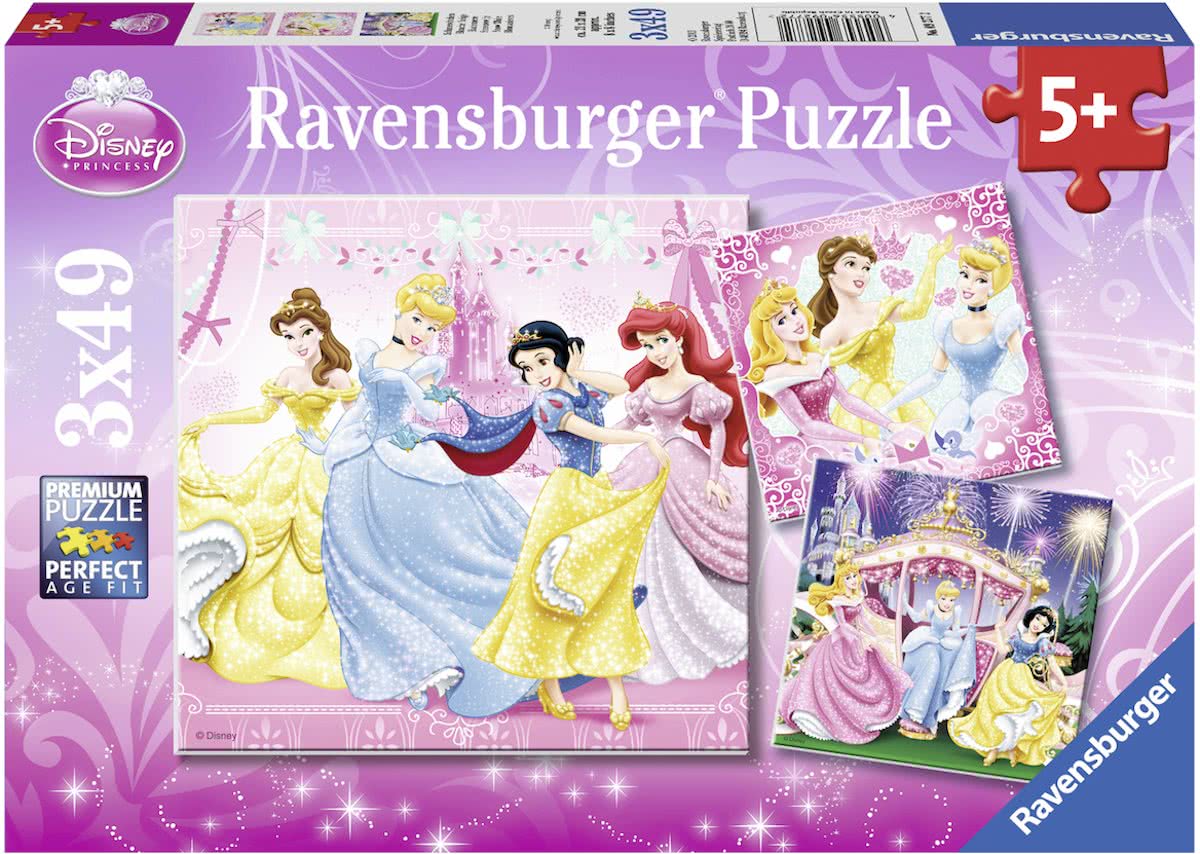   Disney Princess Sneeuwwitje. Drie puzzels van 49 stukjes - kinderpuzzel