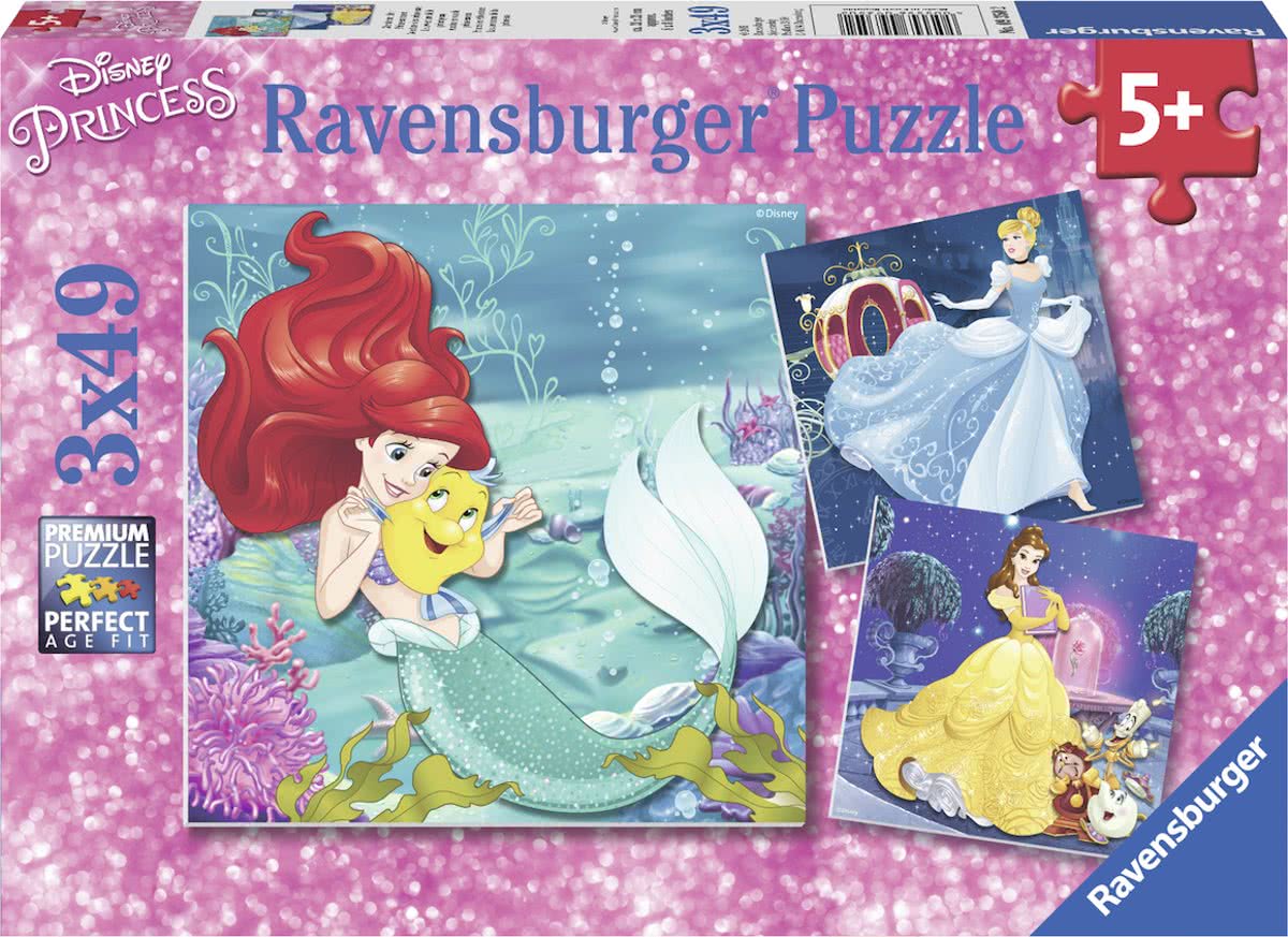   Disney Princess. Avonturen van de prinsessen- Drie puzzels van 49 stukjes - kinderpuzzel