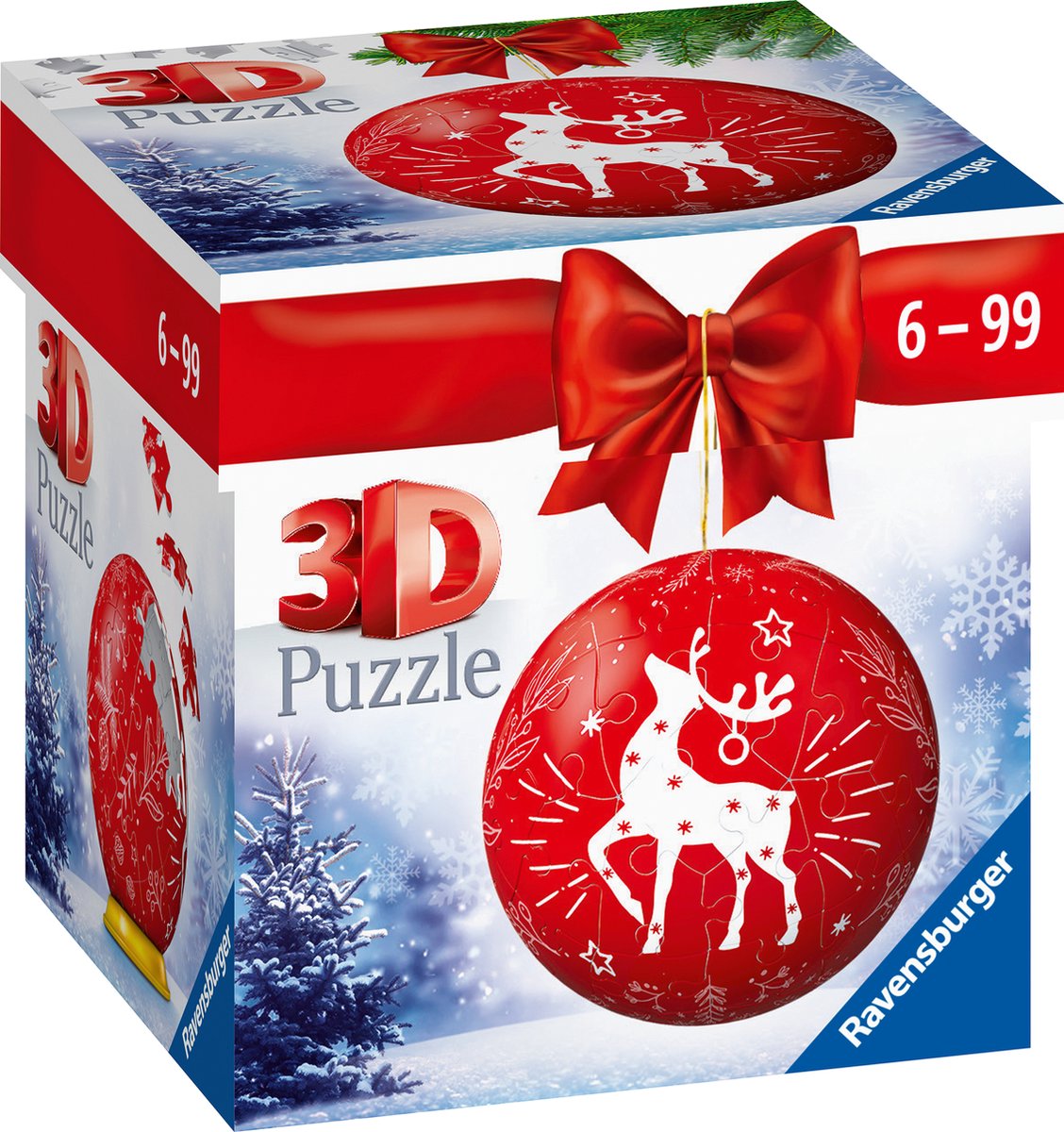   Kerstbal Rendier- 3D Puzzel - Puzzleball - 54 stukjes