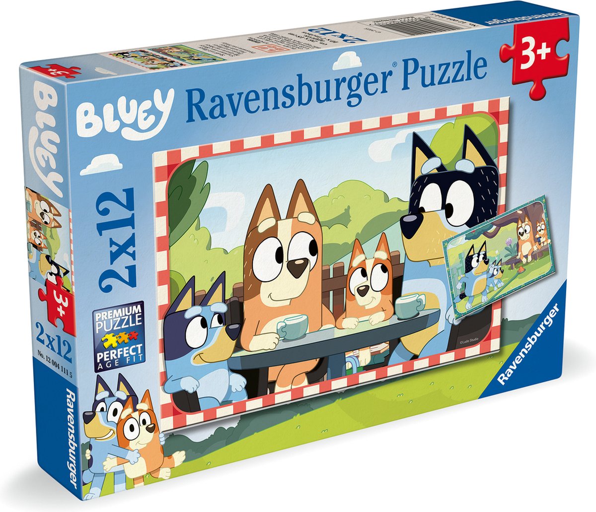   Kinderpuzzel - Bluey - 2x12 Stukjes - Vanaf 3 Jaar